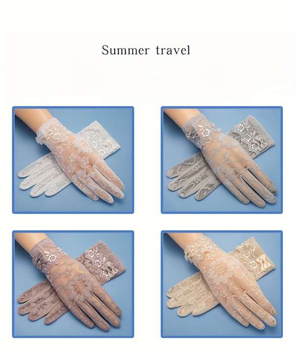 1 Pair Grey Lace Sunshade Gloves