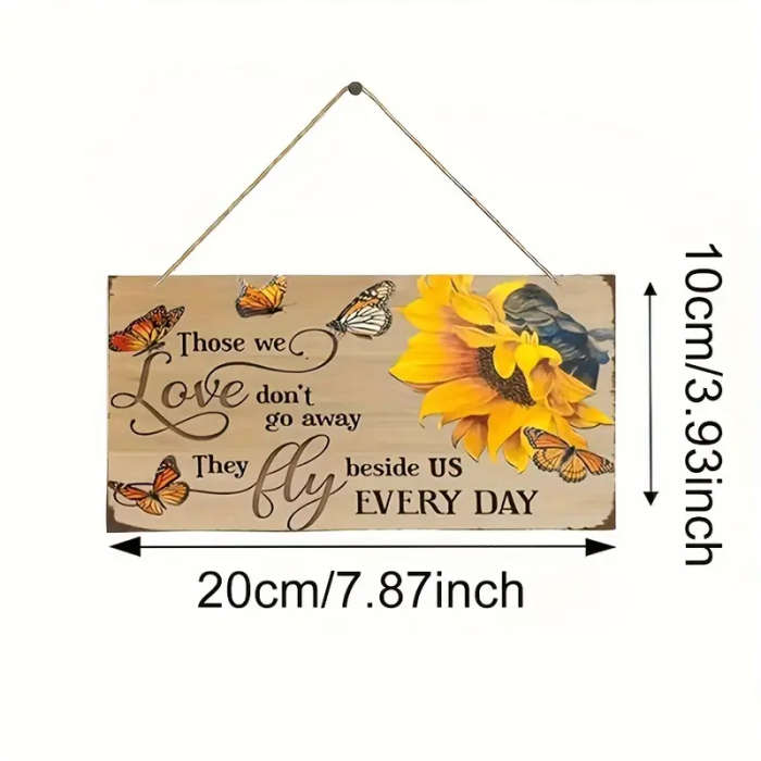 1pc Vintage Wooden Sunflower Butterflies Wall Hanging Sign Inspirational Quote Plaque for Porch Home