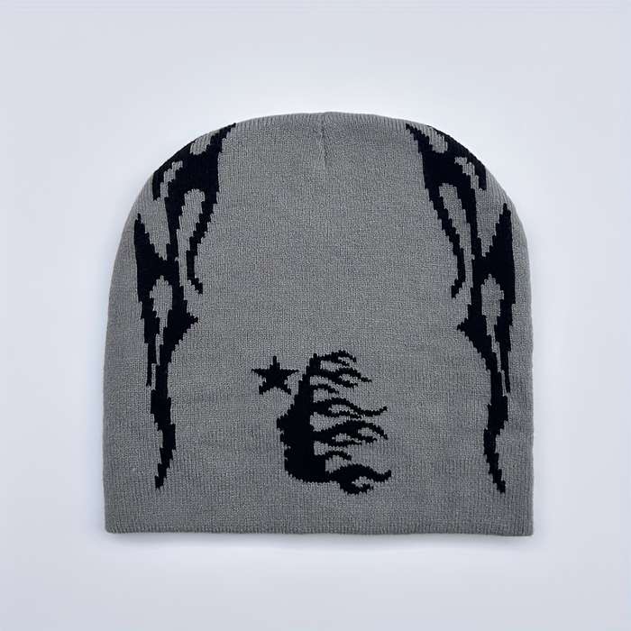 1pc Unisex Sports Skullies Beanies with Hell Star Double-Face Jacquard Design Acrylic Blend with