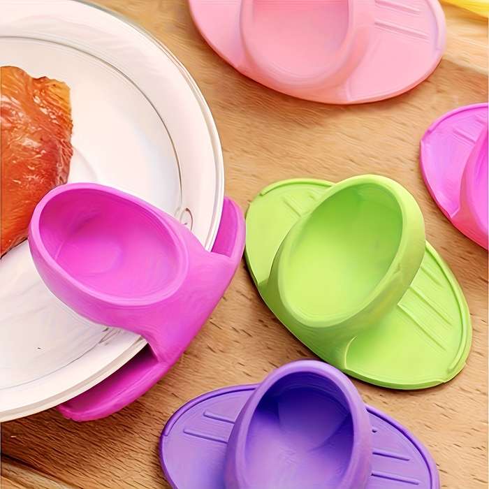2pcs Silicone Heat-Resistant Finger Grips Anti-Burn Pot Holders for Microwave Oven Non-Elec
