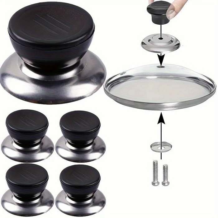 5pcs Stainless Steel Pot Lid Lifter Set Universal Pot Lid Handle Heat-Resistant Kitchen Gadg