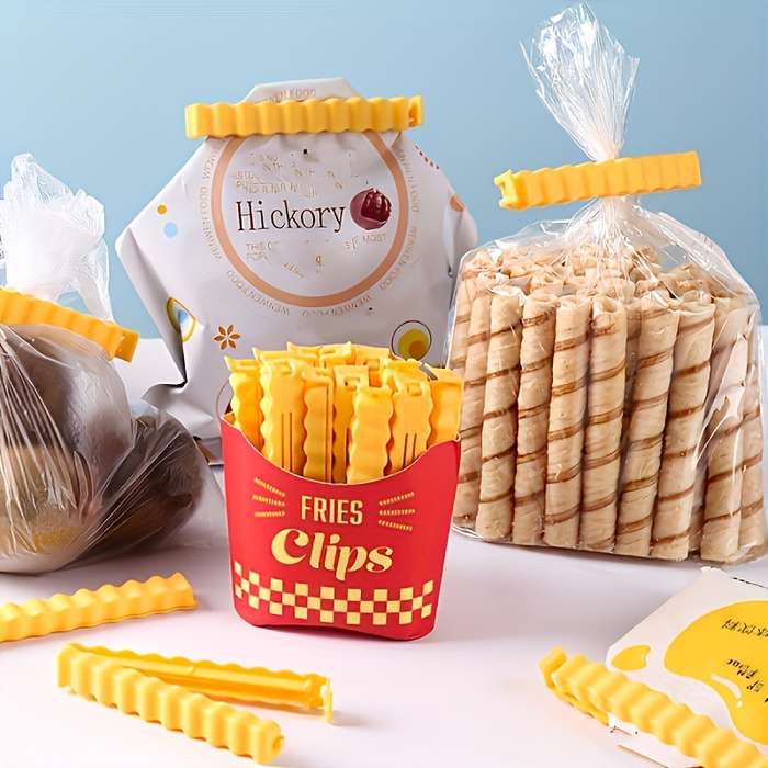 12-Pack Acrylic French Fry Shaped Bag Clips Magnetic Food Bag Sealers for Freshness Kitchen A