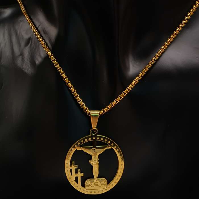 1 Piece Golden Jesus Theme Pendant