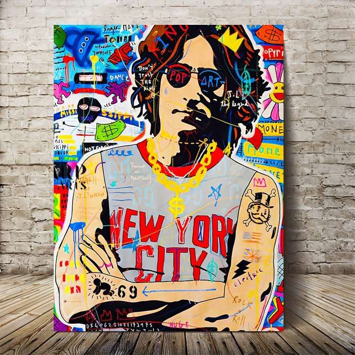 1pc  Framed John Lennon Pop Art Canvas Print Style Graffiti Wall Decor 29.97x39.88 cm Vibran