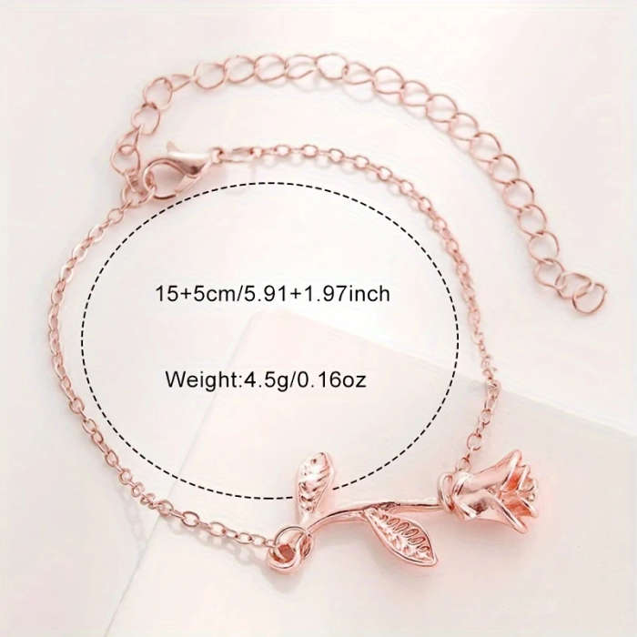 4pcs set New Ladies Elegant Fashion Quartz Watch Flower Bracelet Jewelry Suitable for Daily Street