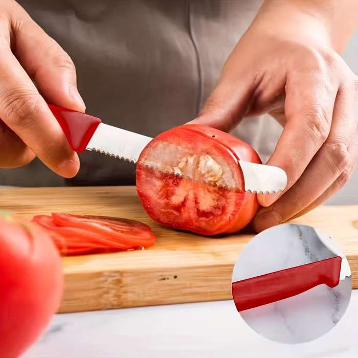 4pcs Premium Stainless Steel Knife Set Sharp Corrugated Edge for Easy Cutting Ergonomic Han