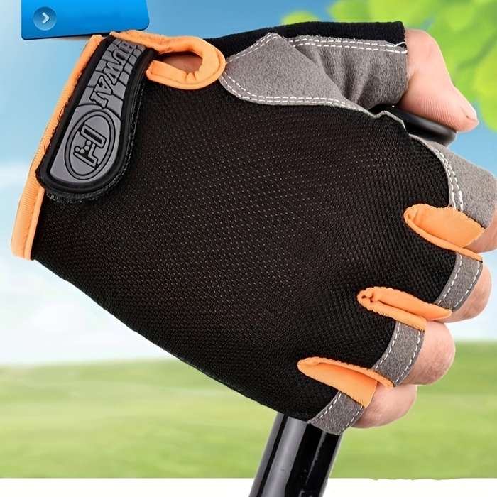 1 Pair Black Orange Outdoor Sports Gloves