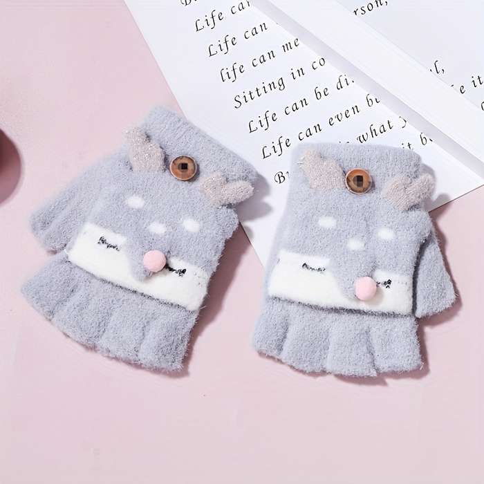 1 Pair Grey Warm Gloves