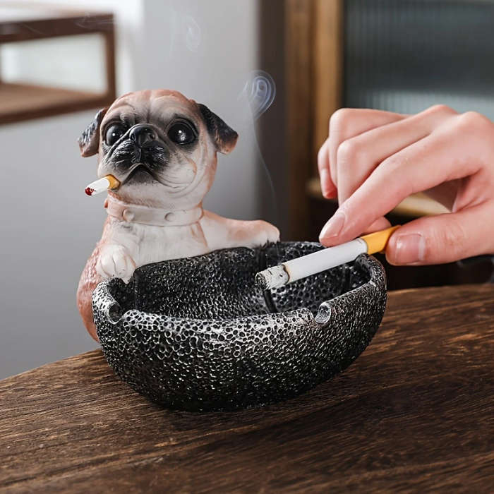 1pc Art Deco Resin Ashtray Creative Cartoon Dog Design Irregular Shape Decorative Home Office Access