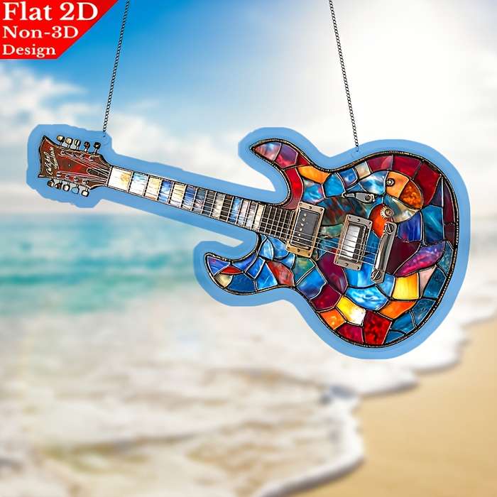 1pc 2D Flat One piece electric guitar-shaped acrylic sunlight catcher flat 2D hanging decoration