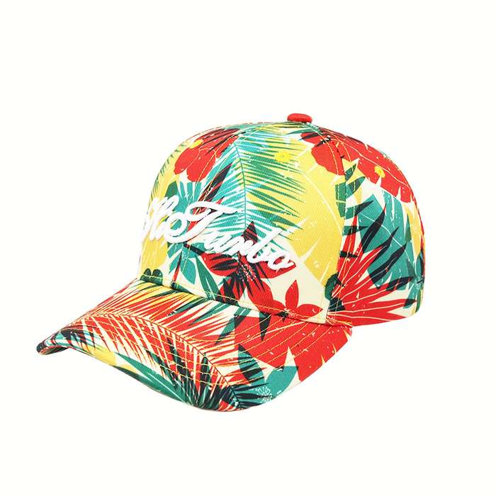 1pc Adjustable Floral Baseball Cap Tropical Leaf and Flower Patterns Lightweight Polyester Sun