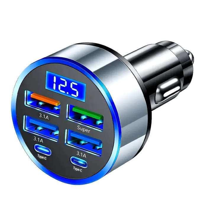 Multi-port Ultra-fast car charging, Intelligent voltage detection digital display