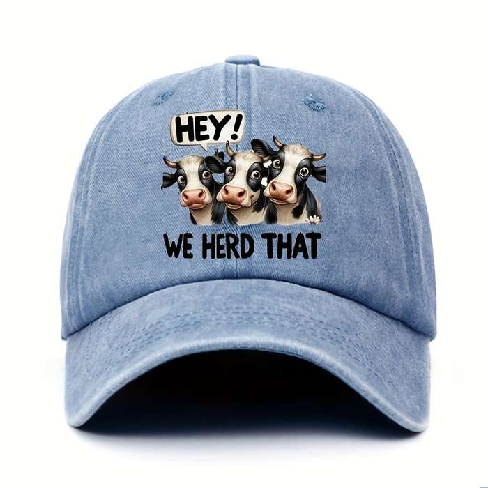 1pc Cotton Baseball Cap with Cute Cow Print Adjustable Unisex Hat Hand Washable Lightweight An