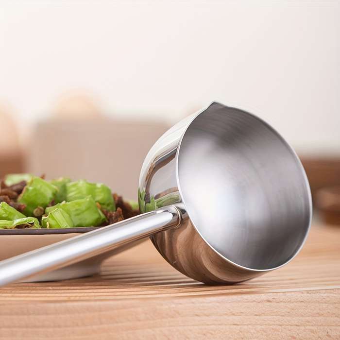 1pc Premium 304 Stainless Steel Long Handle Soup Ladle Durable Kitchen Spoon for Sauces Dres