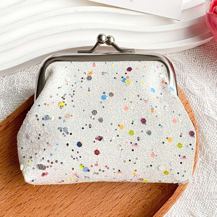 1pc Festive Glitter Mini Pouches 4 Colorful Sparkly Coin Purses with Zipper Closure Perfect for