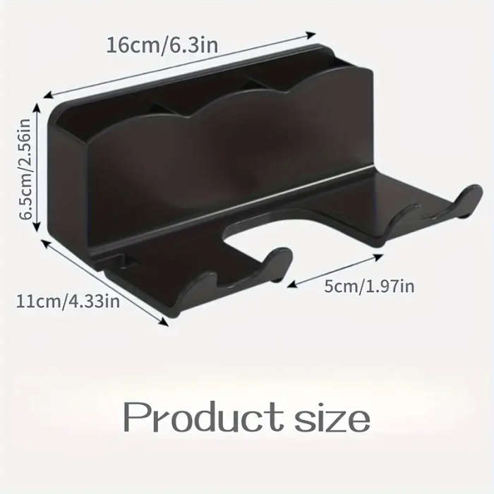 1pc Wall-Mounted Hair Dryer Holder with Storage Shelf Plastic Hanging Shelf for Bathroom No-Drill In