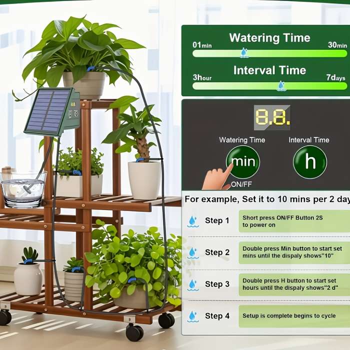 1Pc 1.1W Solar Drip Irrigation System Automatic Watering System