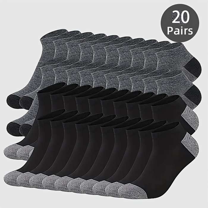 20 Pairs Black And White One Size High Elastic Socks