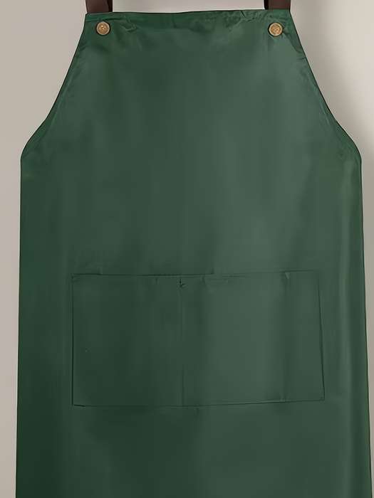 1pc Vintage Style Unisex Waterproof Oil-Proof Kitchen Apron with Wipe Pocket Solid Color PVC
