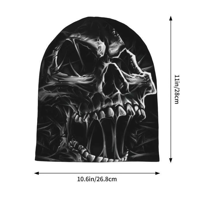 1pc Men's Gothic Skull Beanie Lightweight Windproof Polyester Hat for Spring Autumn Unique F
