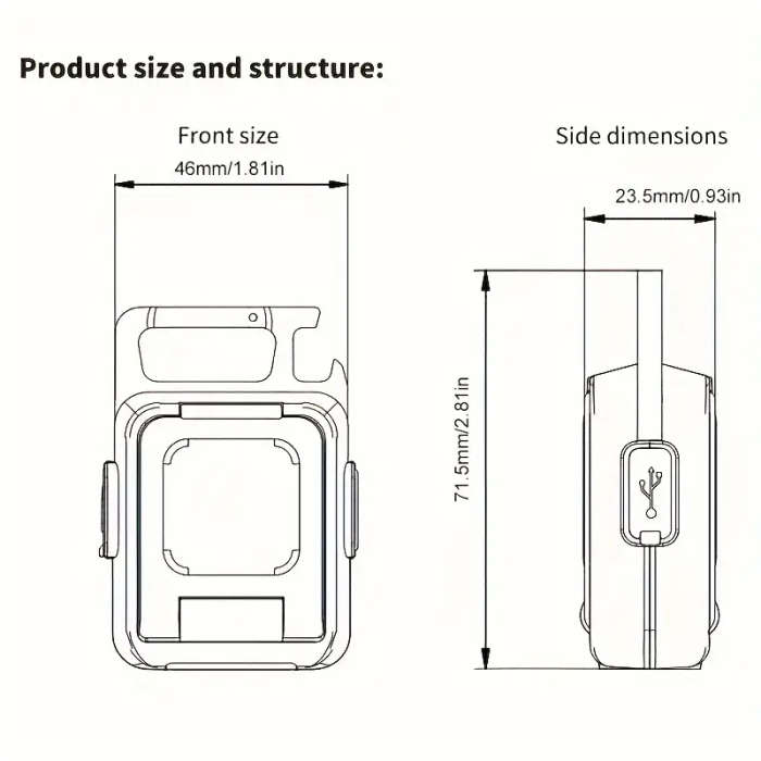 1pc LED Keychain Flashlight USB Rechargeable Multifunctional Portable Torch