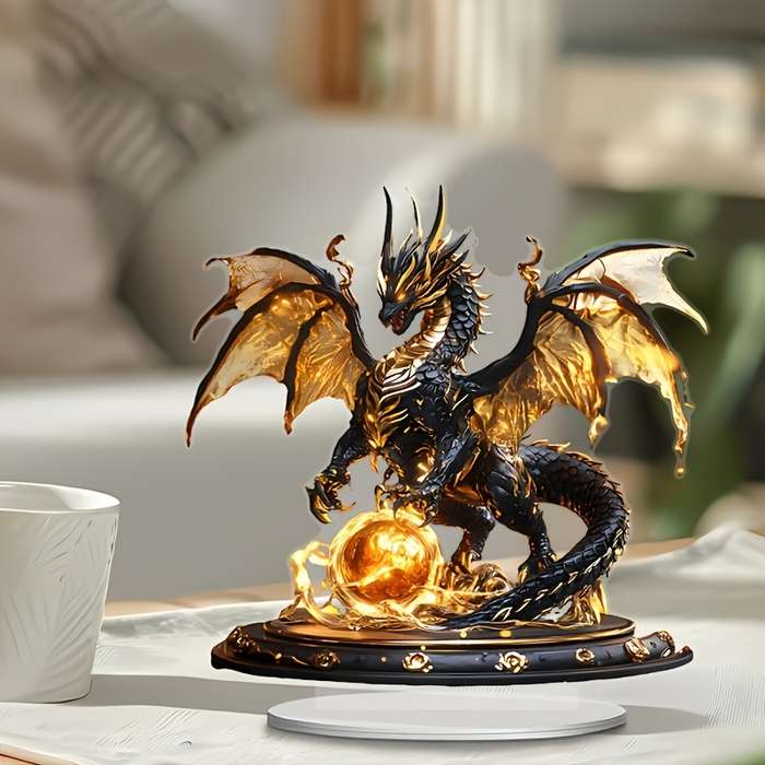 1pc 2D Flat   Classic Fantasy Dragon Desk Art  Acrylic Tabletop Decor Multipurpose No Elect