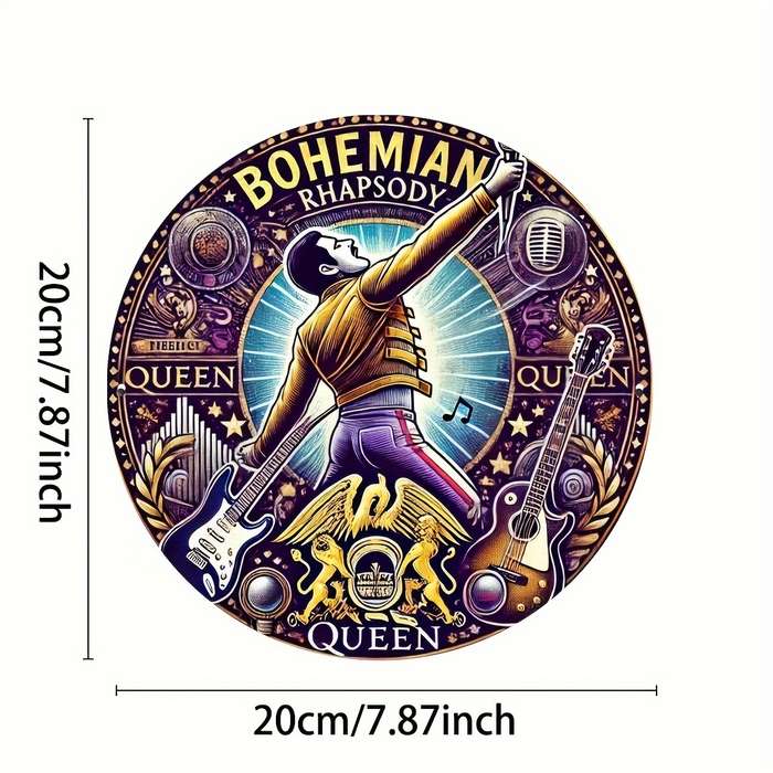 1pc Queen Bohemian Rhapsody 20.32x20.32 cm Round Aluminum Metal Sign for Room Wall Restaurant Ba