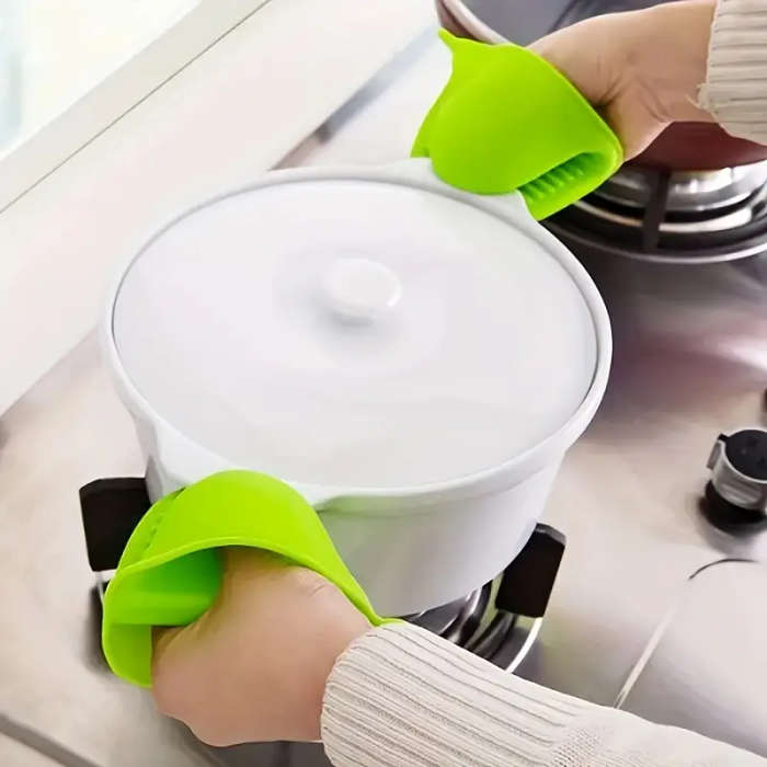 1 Pair of Silicone Pot Holder Gloves - Non-Slip Grip Kitchen Utensils, Suitable for Both Hands, Esse