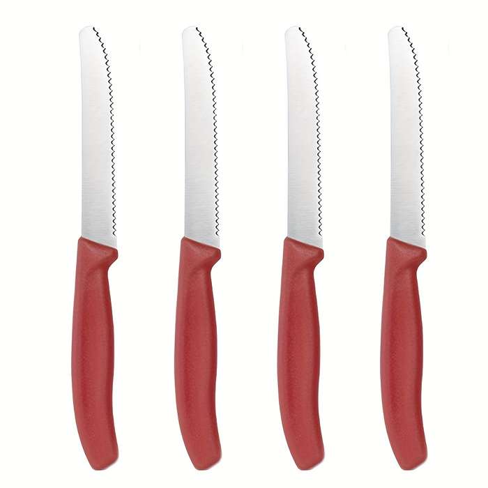 4pcs Premium Stainless Steel Knife Set Sharp Corrugated Edge for Easy Cutting Ergonomic Han