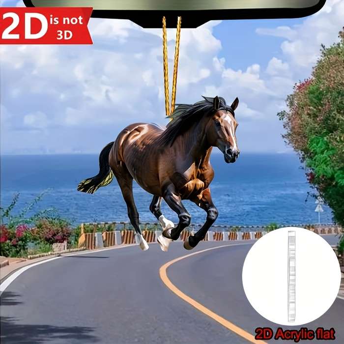 1pc 2D Flat Acrylic Flat Horse in Mid-Gallop Wall Art Vibrant Brown Stallion