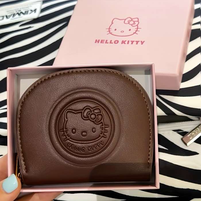 1pc for hello kitty Brown Wallet with Zipper Closure Lightweight Portable Mini Purse for Car