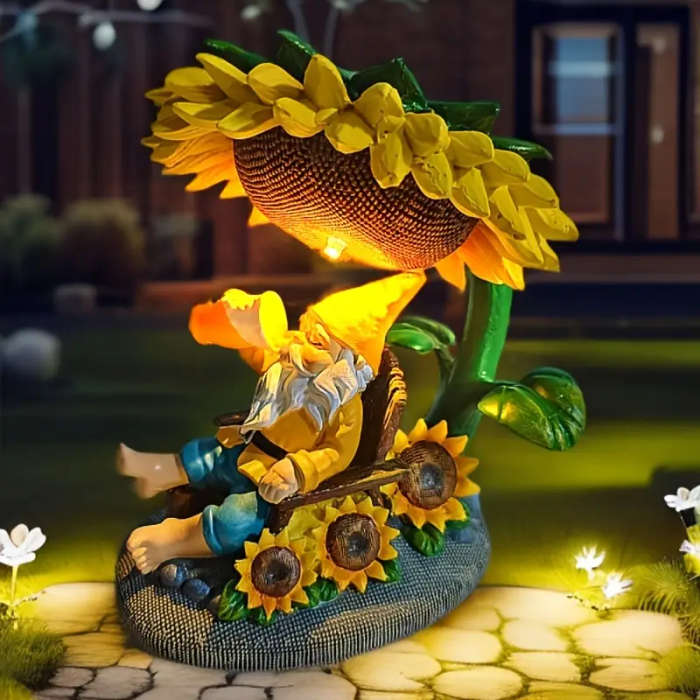 Solar Garden Gnome Statue