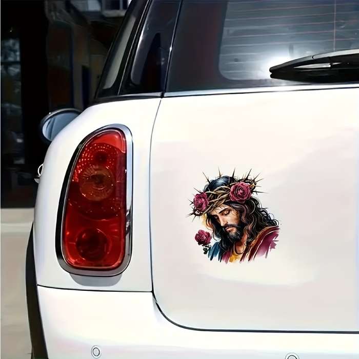 1pc Jesus Head With Rose 15.5cm  6.1in Jesus Christian Themed Stickers
