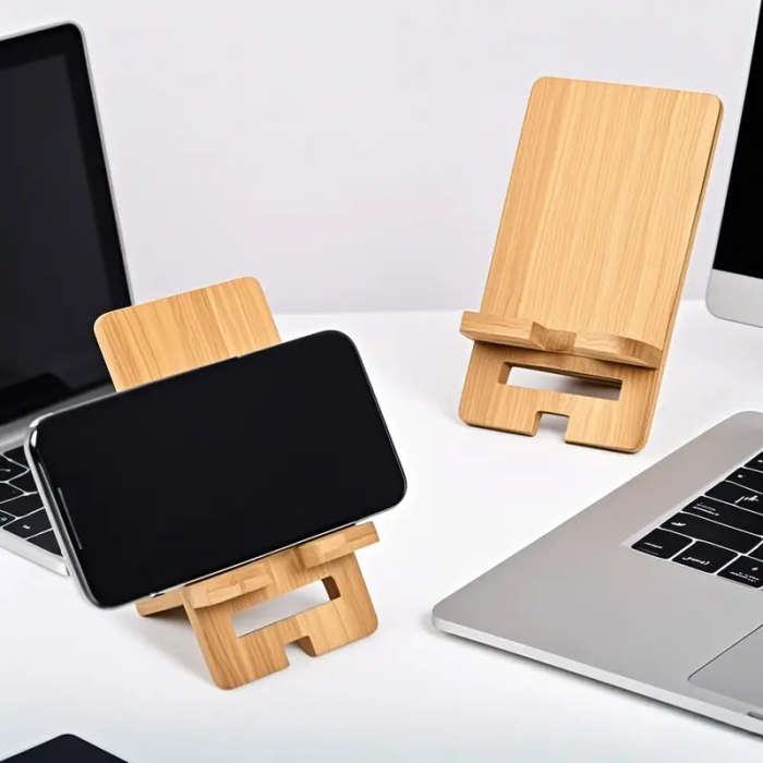 1 x Adjustable Bamboo Phone and Tablet Stand