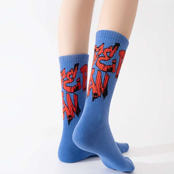 1 Pair Blue Mid Calf Men Socks One Size Socks