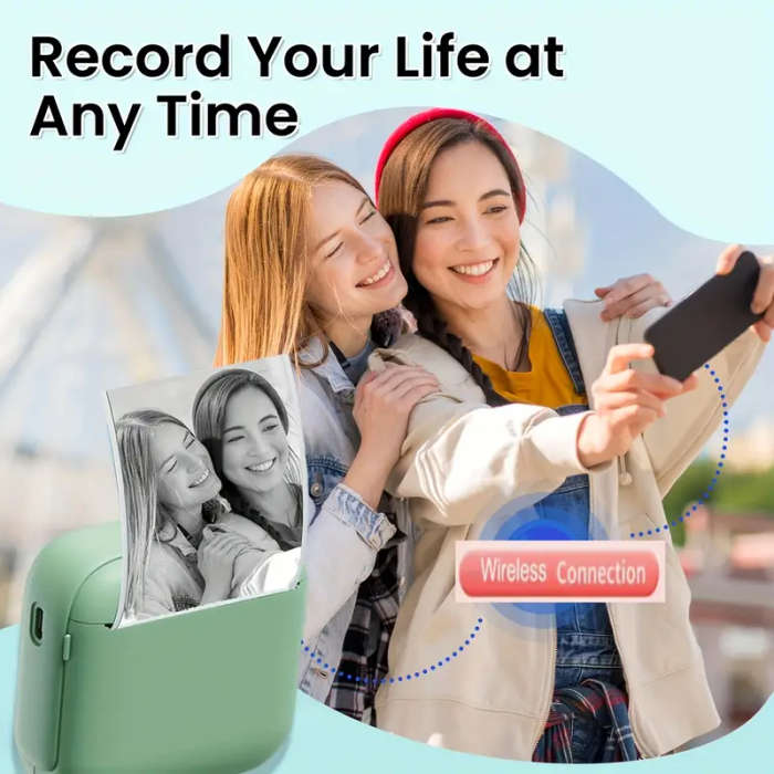1pc Portable Mini Thermal Printer Instant Print Wireless Wireless Compatible with iOS Android Device