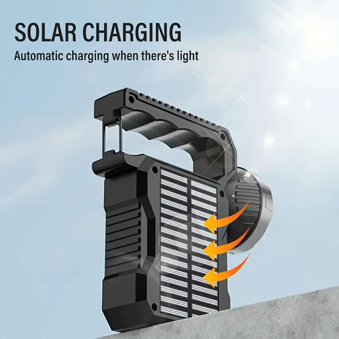 1pc Rechargeable LED Searchlight Portable Flashlight With Metal Locking Clip Handheld Spotlight And