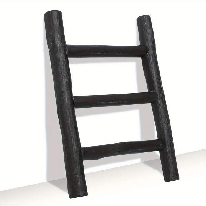 1pc Rustic Farmhouse Mini Wooden Ladder Versatile Tea Towel Holder Display Rack for Kitchen and