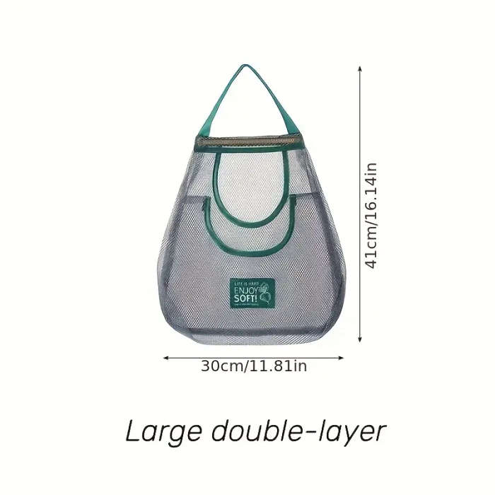 Multifunctional Kitchen Storage Mesh Bag Fruit Vegetable Ginger and Garlic Wall-mounted Organizer