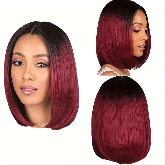 1Pc Burgundy 30.48cm Fashion Design Wig