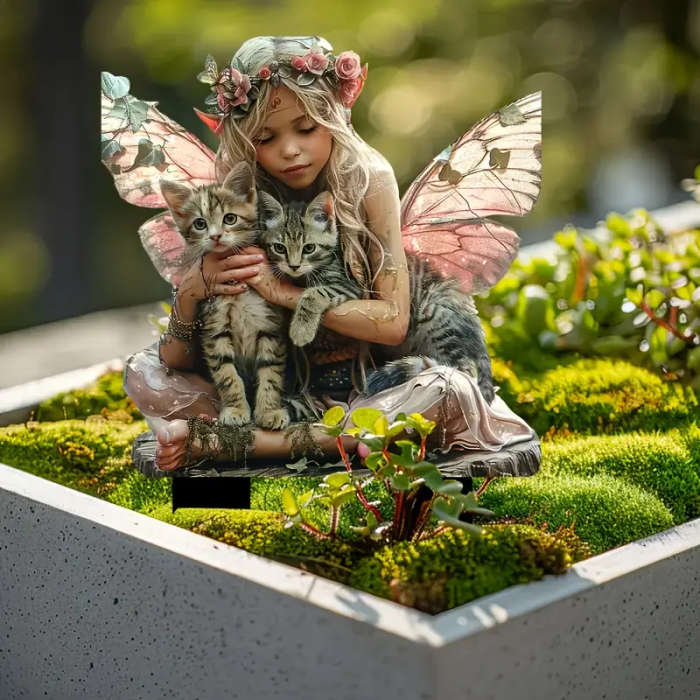 1pc Art Deco Fairy Angel Bonsai Accents Plastic Garden Stake Figurines Outdoor Thanksgiving Decor Bo