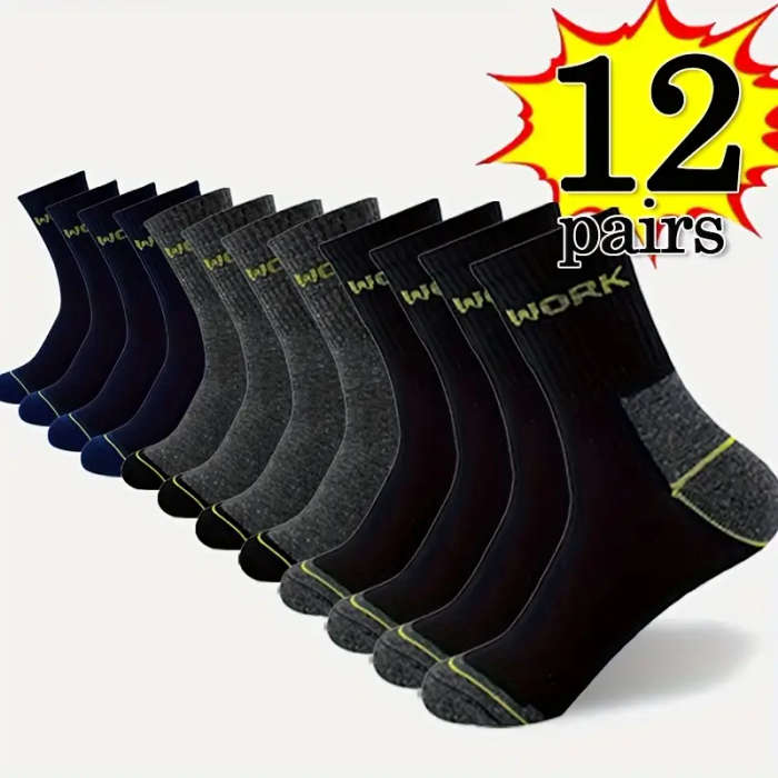 12 Pairs of Men's Heavy-Duty Athletic Socks