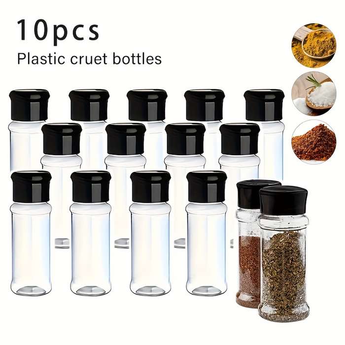 10pcs Plastic Spice Jar Spice Bottle Seasoning Bottle Kitchen Seasoning Jar Outdoor Pepper
