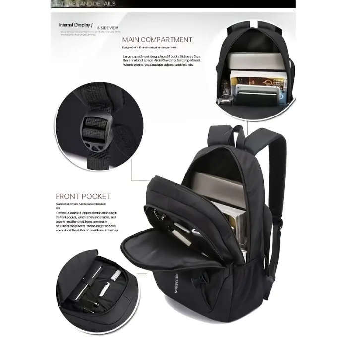 1pc Versatile Nylon Backpack for Teens Adults Large Capacity Waterproof Stain-Resistant with Adjusta