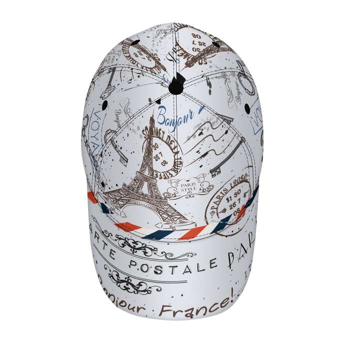 1pc Lightweight Quick-Dry Baseball Cap with Eiffel Tower Postmark Design Sporty Polyester Runni