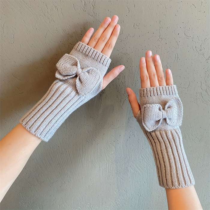1 Pair Khaki Warm Gloves