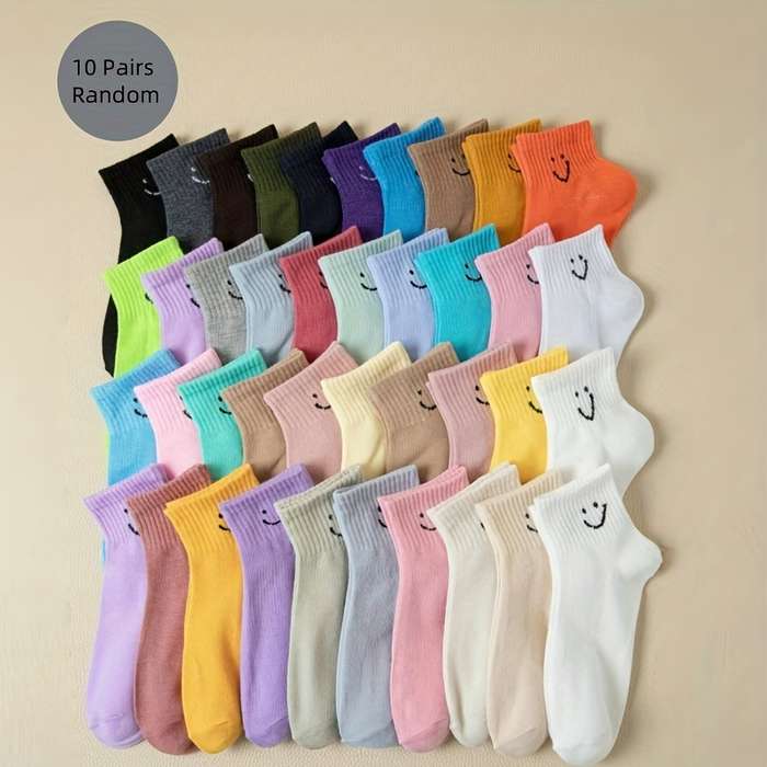 Sock Mixed Colors Random 10 Pairs  One Size