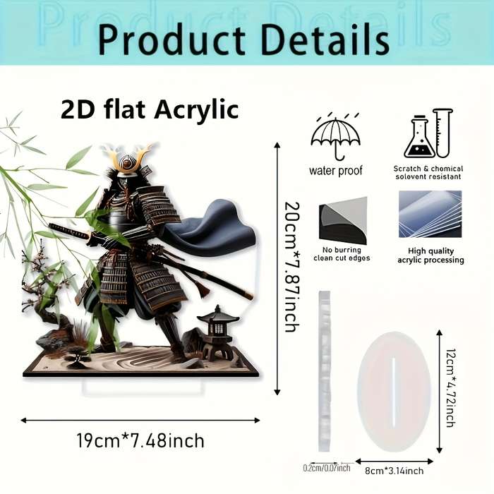 1pc 2D Flat  Printing  Acrylic Flat Samurai Armor Decorative Acrylic Figure with Sword and Zen