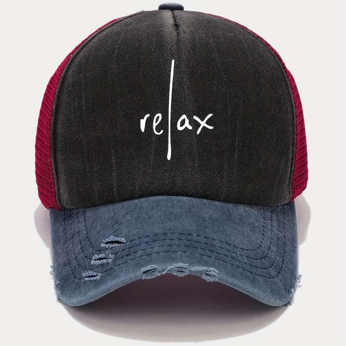 1pc RELAX Artistic Letter Print Baseball Cap Multicolor Blend Trucker Hat Lightweight Breatha