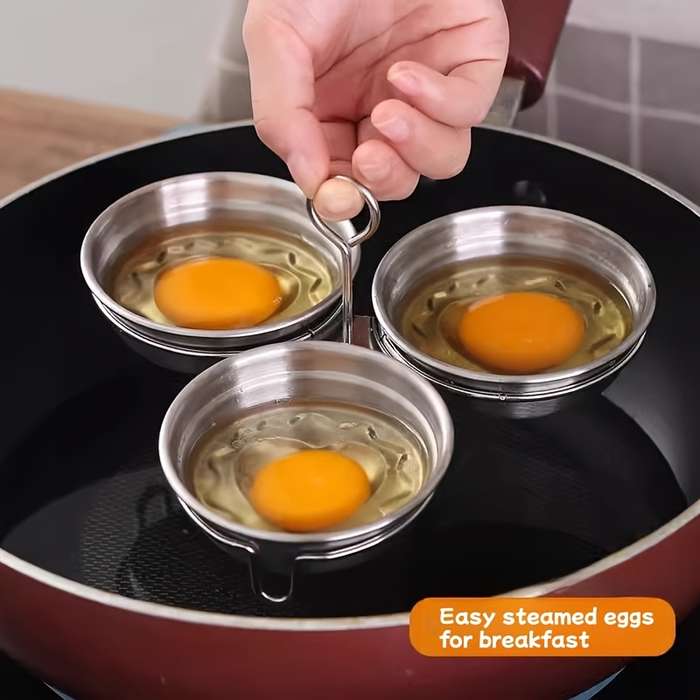3pcs Stainless steel steaming egg mold for household boiled eggs poached eggs breakfast steam
